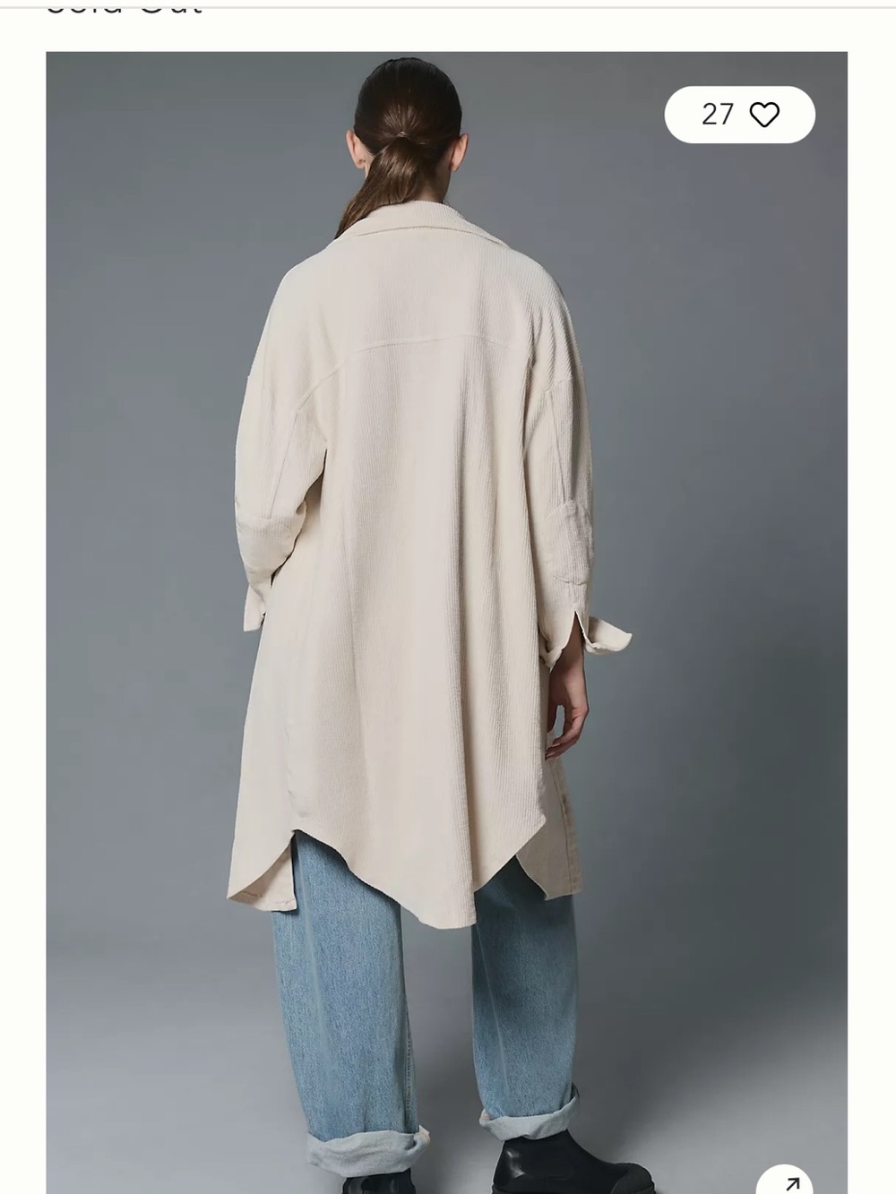 Pilcro Long-Sleeve Corduroy Duster Shacket - Size XS - Picture 4 of 11